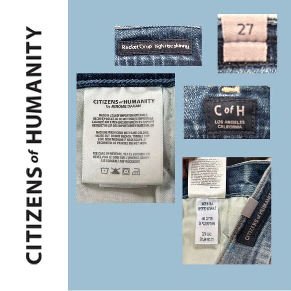 Citizens Of‎ Humanity Women’s Rocket Crop High Rise Shadow Stripe - Size 27 - Picture 4 of 4